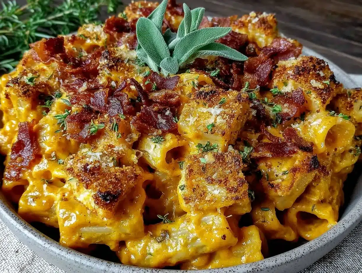 Creamy Pumpkin Sage Baked Ziti: 4-Week Meal Prep 4 creamy pumpkin sage baked ziti preparation steps