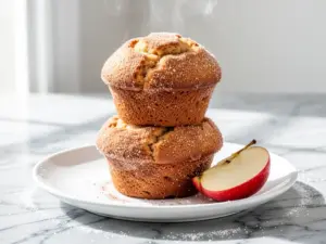 fall apple cider donut muffins - featured image