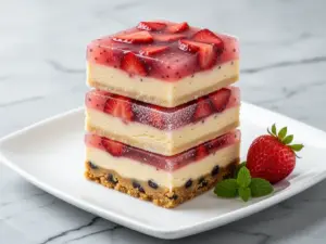 frozen strawberry cheesecake bars - featured image