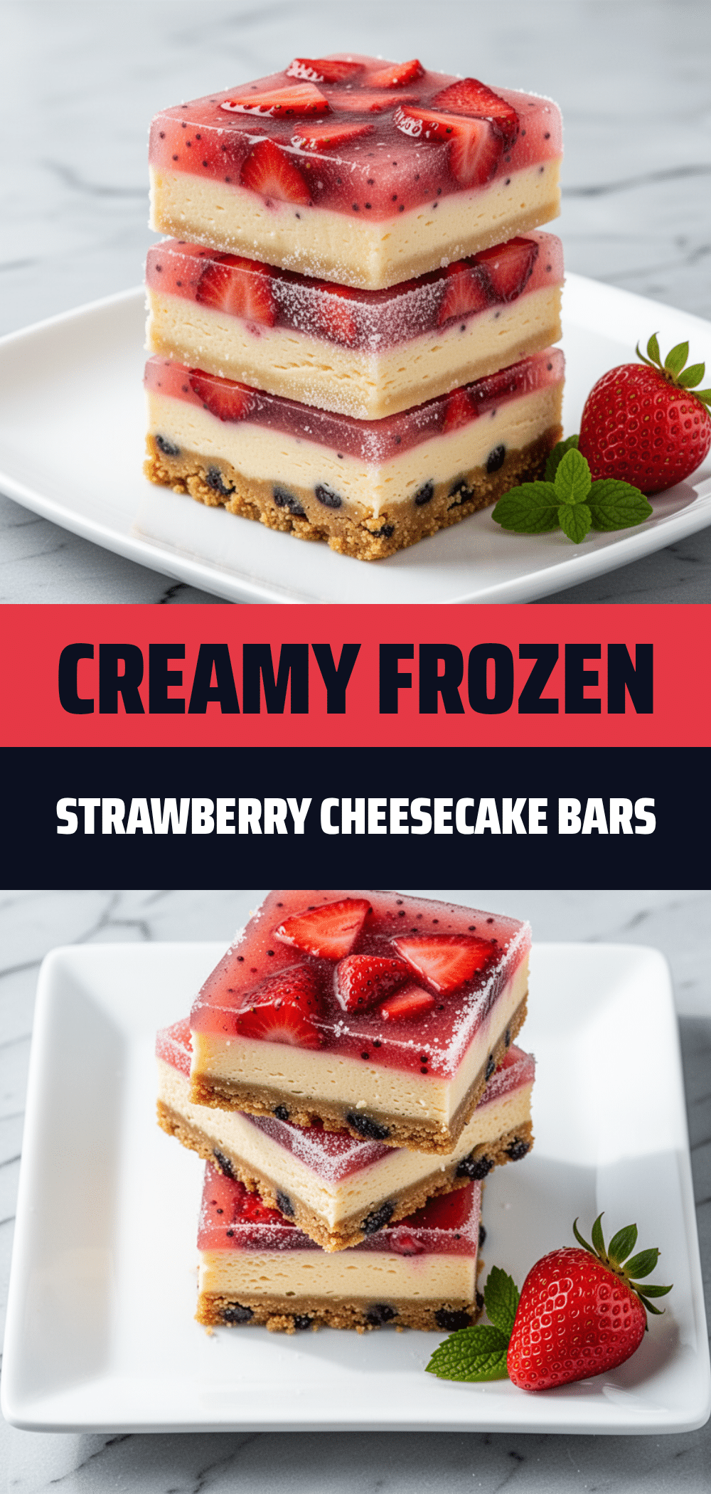 Frozen Strawberry Cheesecake Bars: 5-Ingredient Easy No-Bake Dessert 5 frozen strawberry cheesecake bars recipe
