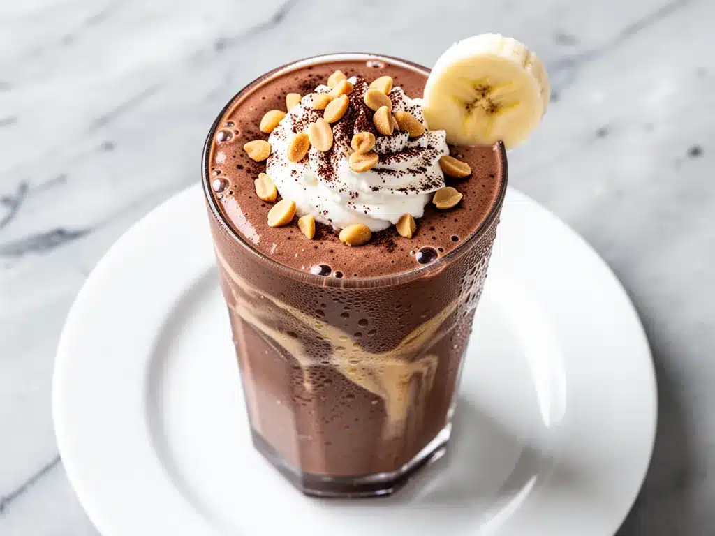 High-Protein Chocolate Peanut Butter Banana Smoothie 4 high-protein chocolate peanut butter banana smoothie preparation steps