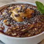 high-protein chocolate peanut butter overnight oats - featured image