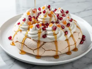 honey pomegranate pavlova - featured image
