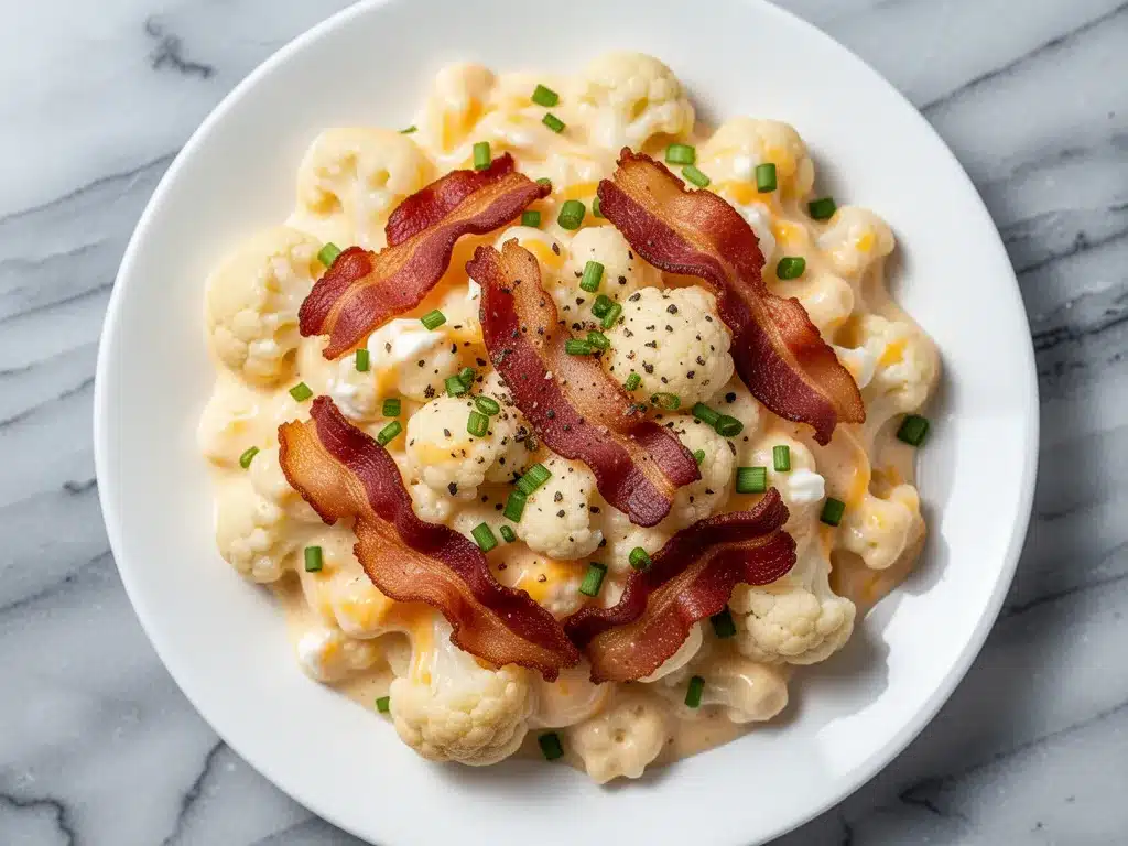 Keto Cauliflower Mac and Cheese: 5-Ingredient Easy Bacon 4 keto cauliflower mac and cheese preparation steps