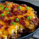 low carb cheeseburger casserole - featured image