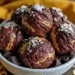 no-bake chocolate peanut butter protein balls - featured image