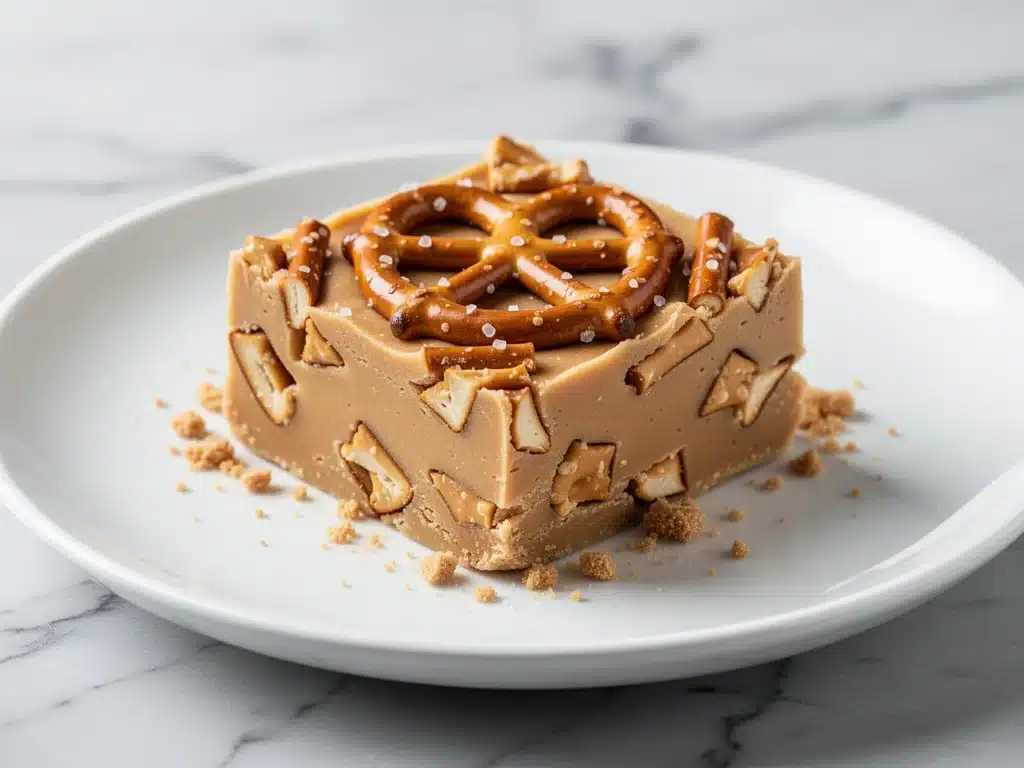 no-bake peanut butter pretzel fudge bars - featured image