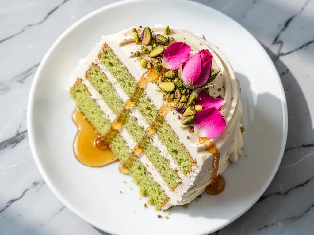 Pistachio Rosewater Cake: Easy 1-Layer Dessert 4 pistachio rosewater cake preparation steps