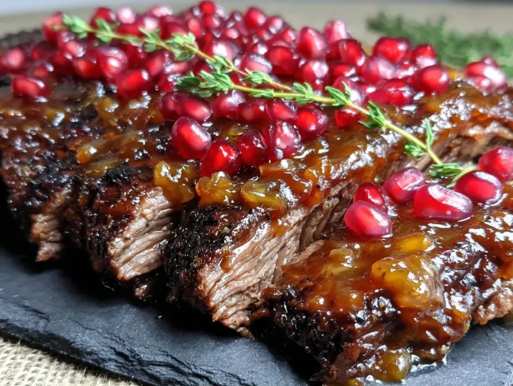 pomegranate glazed brisket - featured image