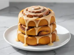 pumpkin cinnamon rolls with maple glaze - featured image