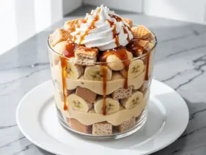 salted caramel banana pudding trifle - featured image