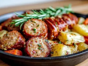 sheet pan sausage and root veggies - featured image